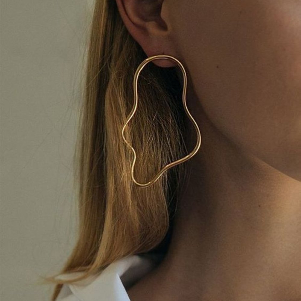 Gold plated Polygon Earrings - Picture 6 of 8